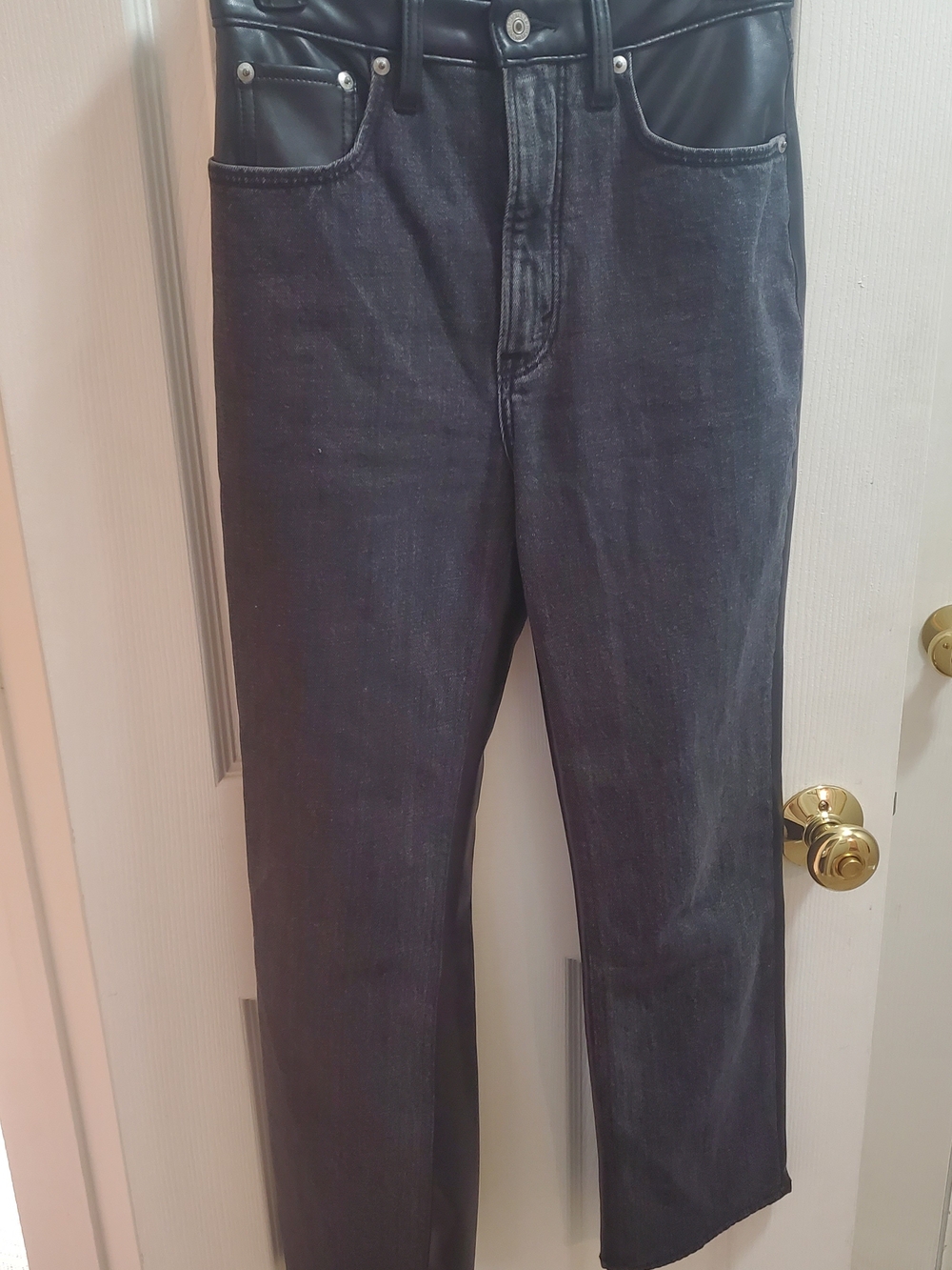 Abercrombie & Fitch Black Straight Women's Jeans with Faux Leather